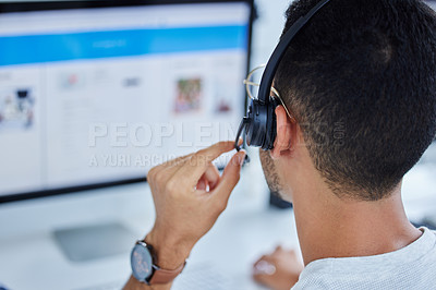Buy stock photo Shot of an anonymous call center worker at their office