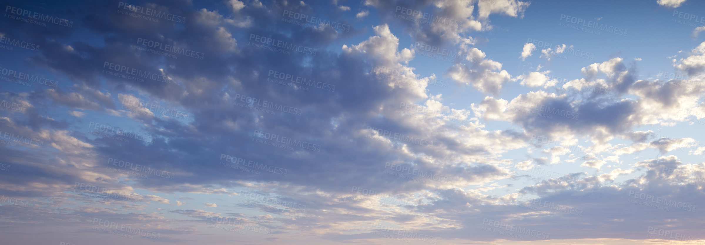 Buy stock photo Copy space with dark clouds on a sunny day with a bright blue sky. Quiet atmosphere and peaceful cloudscape wallpaper with sunshine in nature. Beautiful scenery of heaven with cloudy weather outside 