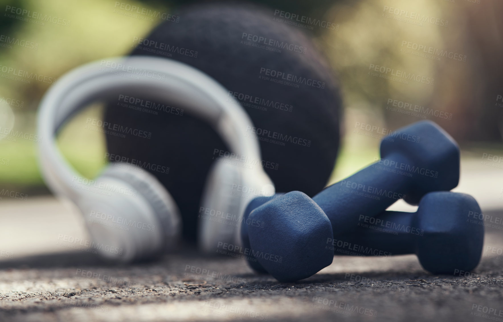 Buy stock photo Shot of workout equipment outside