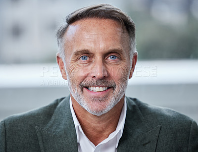Buy stock photo Portrait of a confident mature businessman in an office