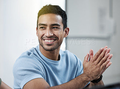 Buy stock photo Shot of a young businessman giving a presentation
