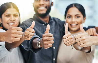 Buy stock photo Shot of a group of businesspeople together giving the thumbs up