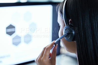 Buy stock photo Shot of a businesswoman working in a call center