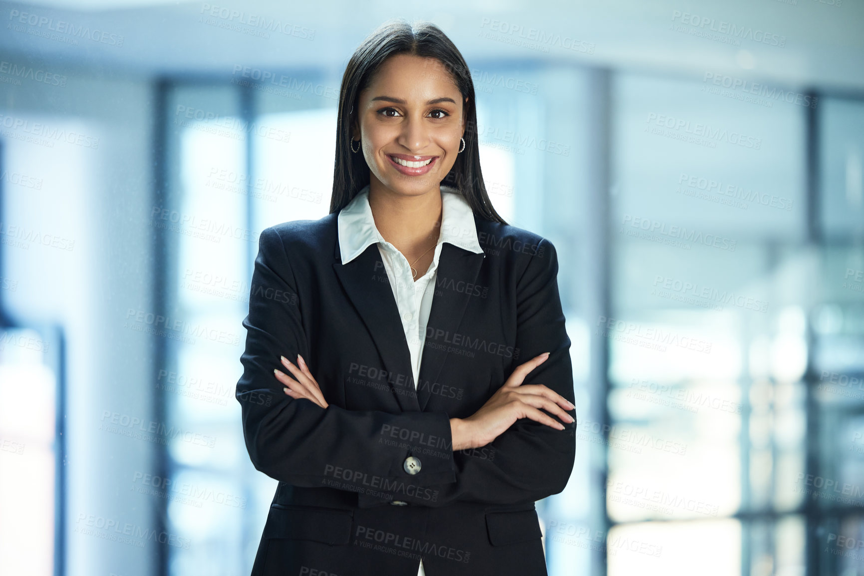 Buy stock photo Shot of a young businesswoman in her office