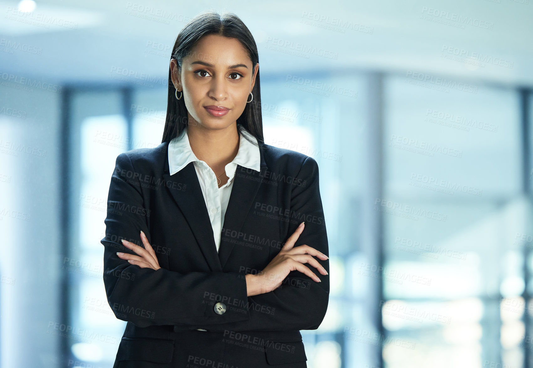 Buy stock photo Shot of a young businesswoman in her office