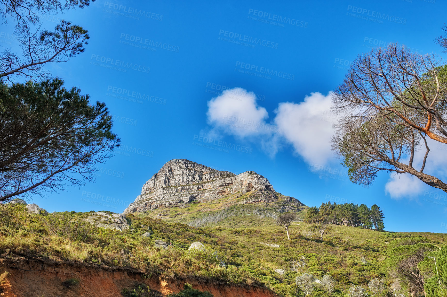 Buy stock photo Mountains, landscape and ecology with environment, empty and countryside with wallpaper. Outdoor, hills and ecosystem with springtime, eco friendly and sustainability for growth, nature and space