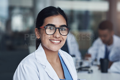 Buy stock photo Portrait, group and woman in meeting, doctor and healthcare with medicare, glasses and employee. Face, person and medical with professional, confidence and pride with career ambition, joyful or smile