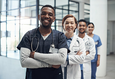 Buy stock photo Shot of a group of medical staff together at work