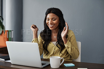 Buy stock photo Shot of a young businesswoman working from home
