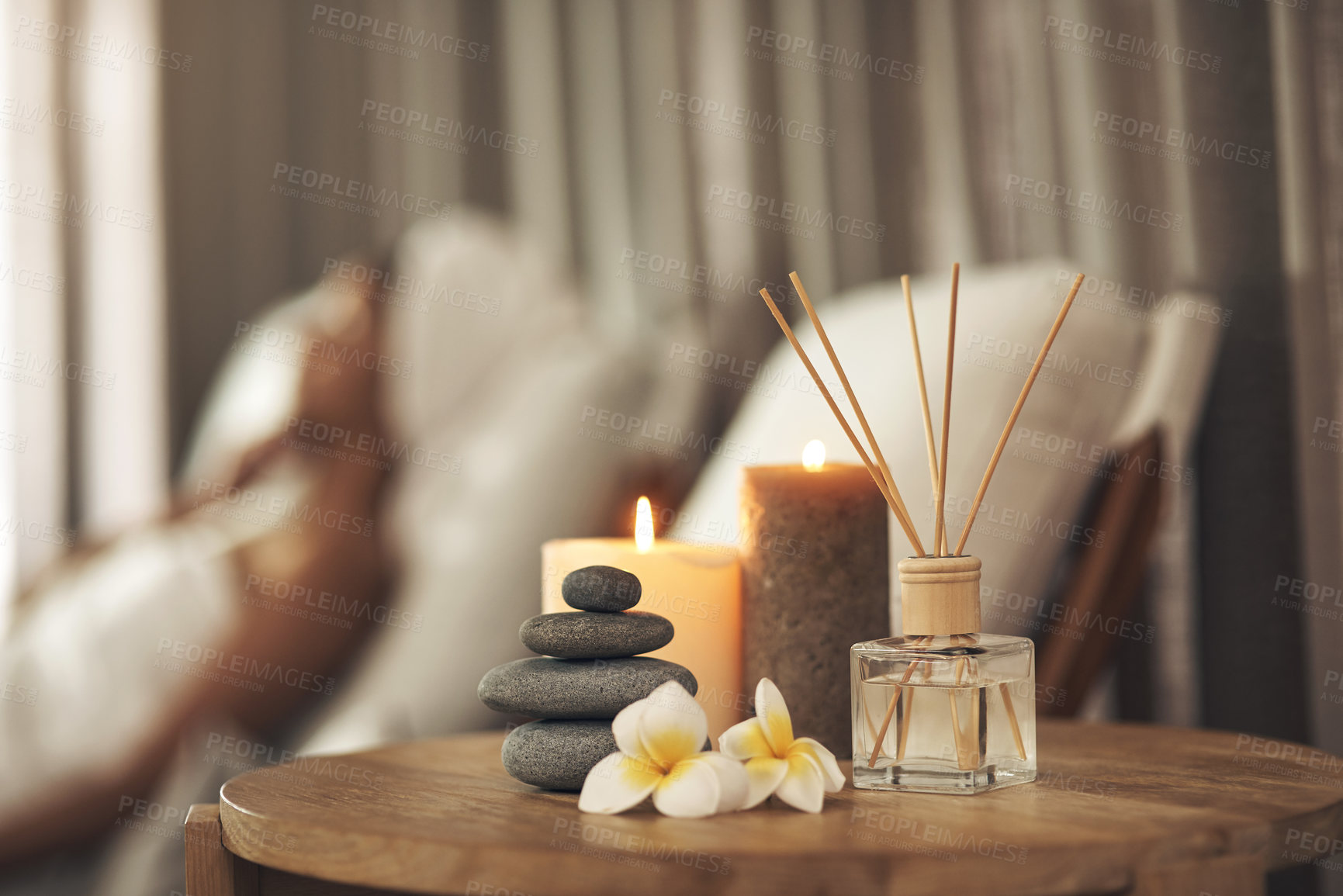 Buy stock photo Still life closeup of a tranquil spa arrangement