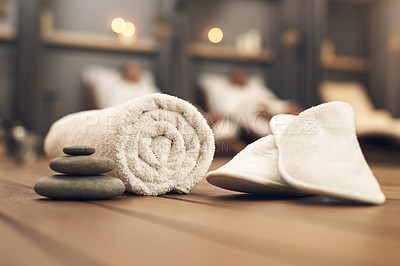 Buy stock photo Still life closeup of a tranquil spa arrangement