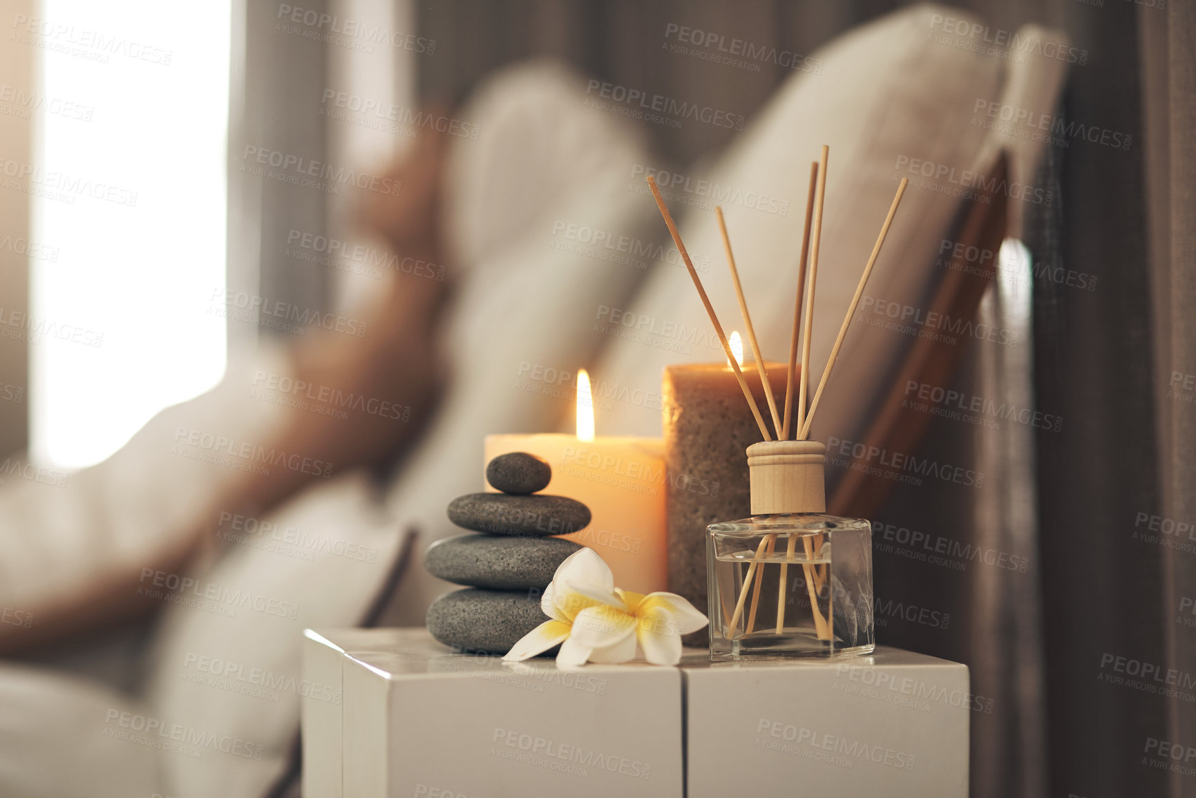 Buy stock photo Still life closeup of a tranquil spa arrangement