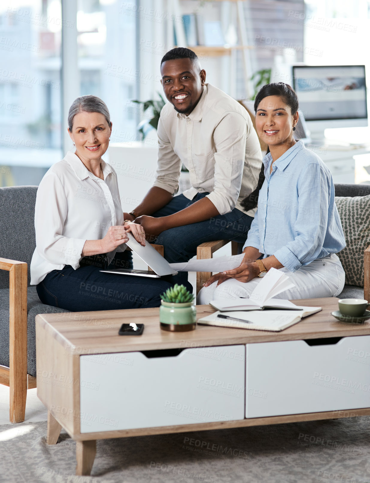 Buy stock photo Portrait of a group of businesspeople working together in an office