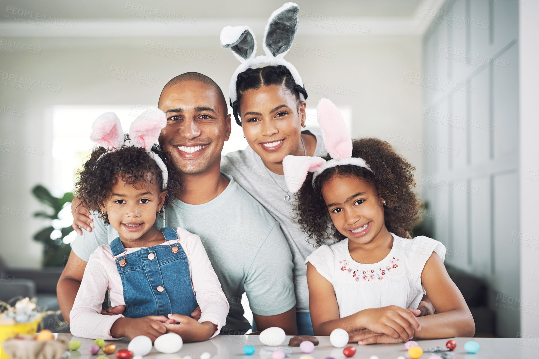 Buy stock photo Shot of a family spending time together at home