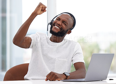 Buy stock photo Shot of a male businessman working in a call center