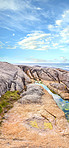 Rocky coastline of the CampÂ´s Bay, Western Cape