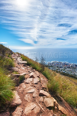 Buy stock photo Mountain trails on Lion's Head, Table Mountain National Park, Cape Town, South Africa