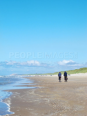 Buy stock photo A photo of people at the beachBeach, sunshine and clouds