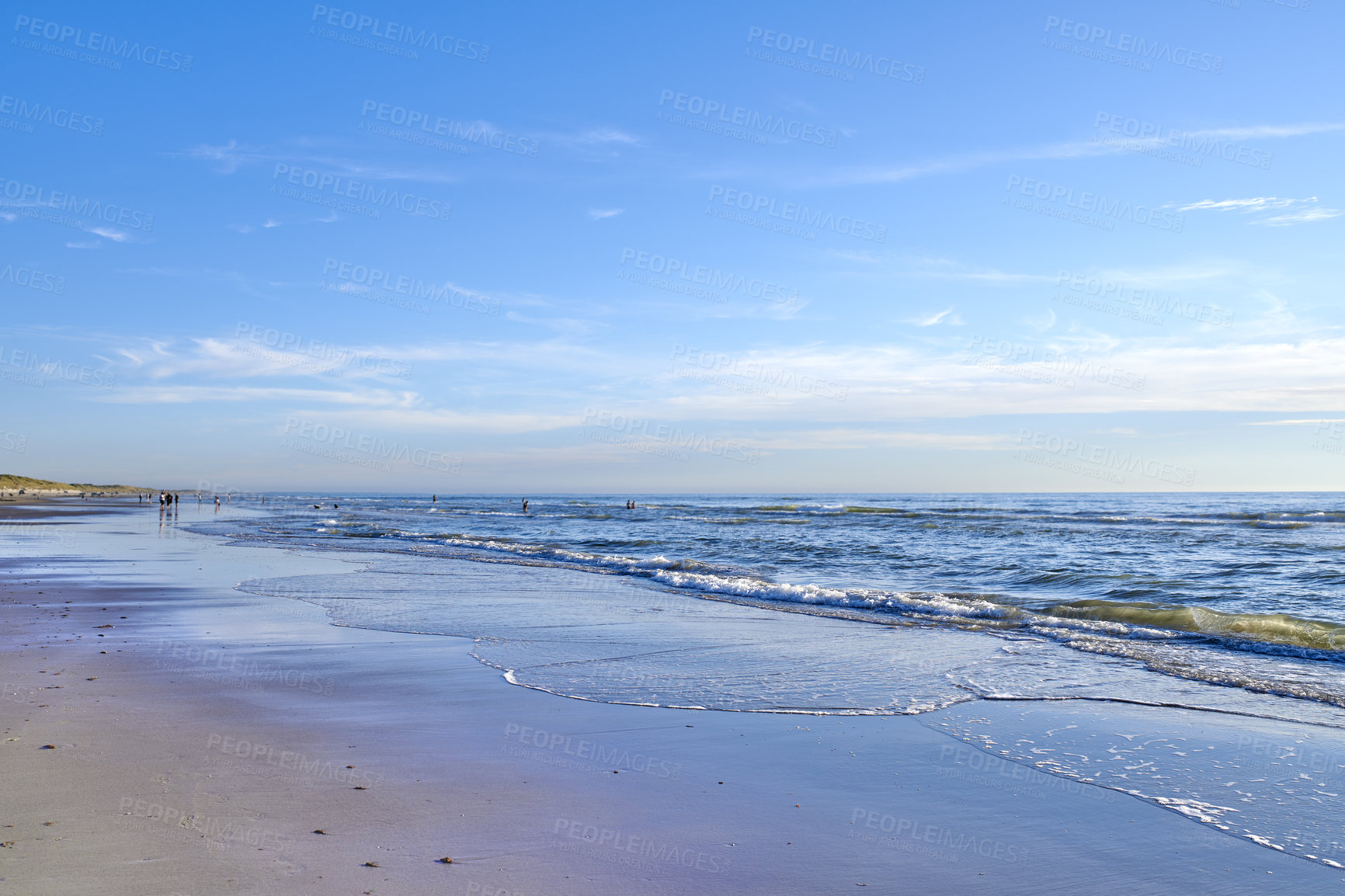 Buy stock photo Beach, sunshine and clouds