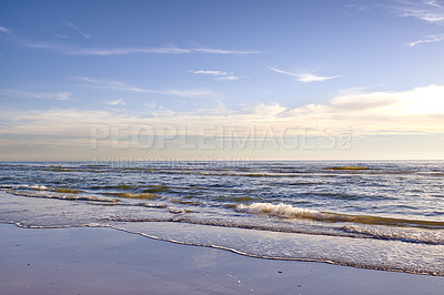 Buy stock photo Beach, sunshine and clouds