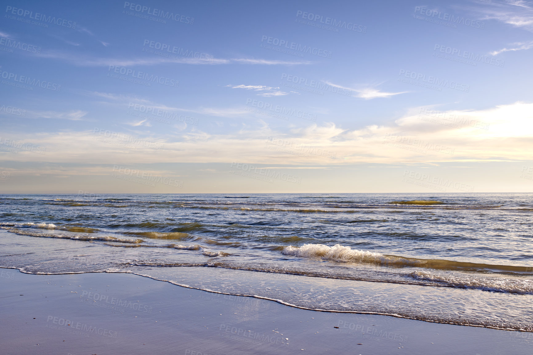 Buy stock photo Beach, sunshine and clouds