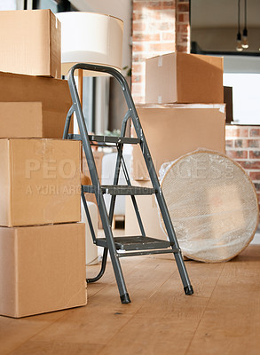 Buy stock photo Shot of boxes in a room at home