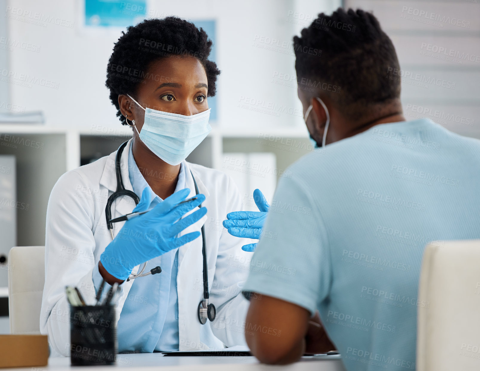 Buy stock photo Shot of a doctor having a consultation with a patient