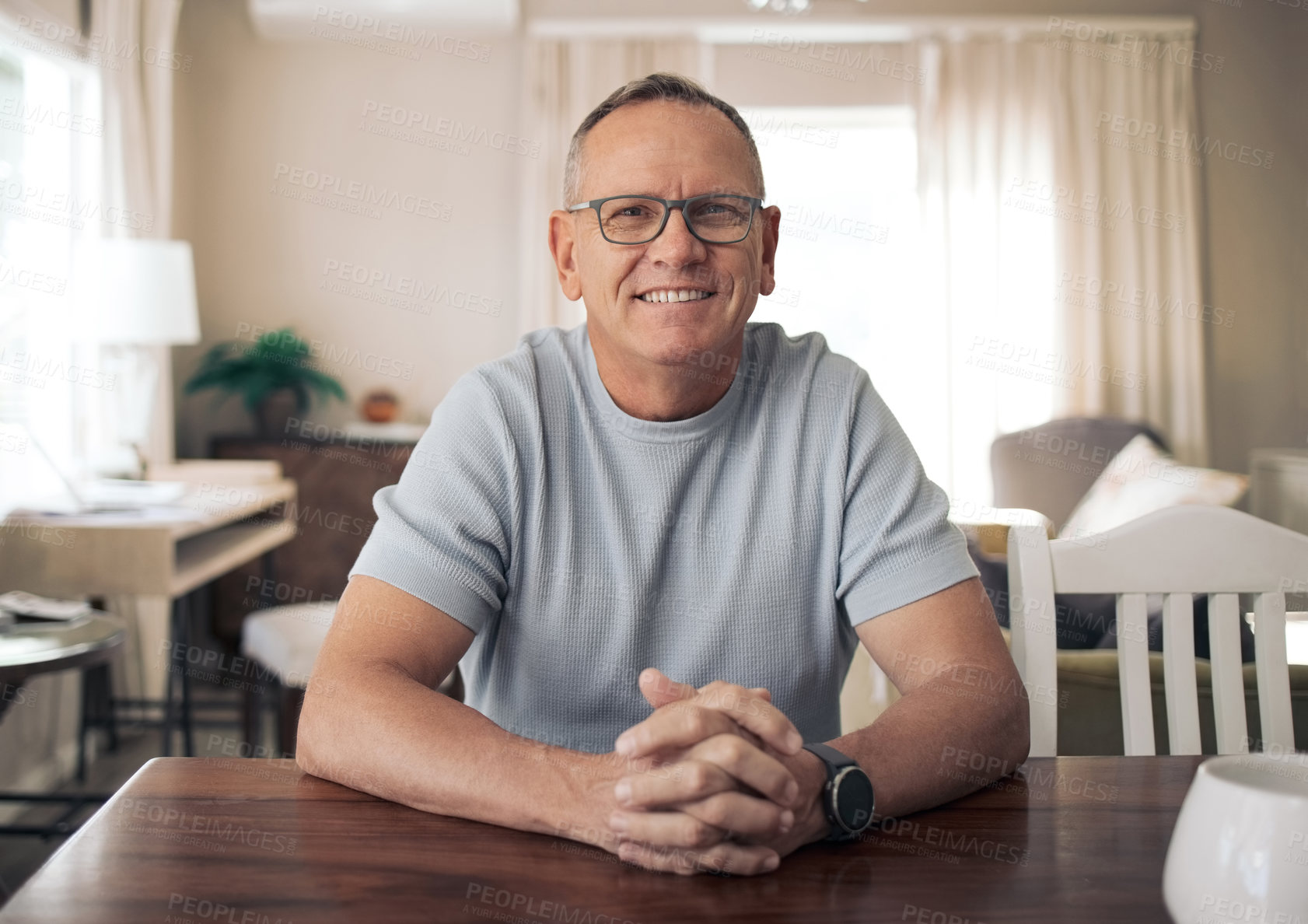 Buy stock photo Shot of a mature man at home