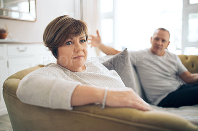 Buy stock photo Shot of a mature couple in a fight