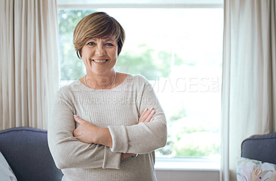 Buy stock photo Shot of a mature woman at home