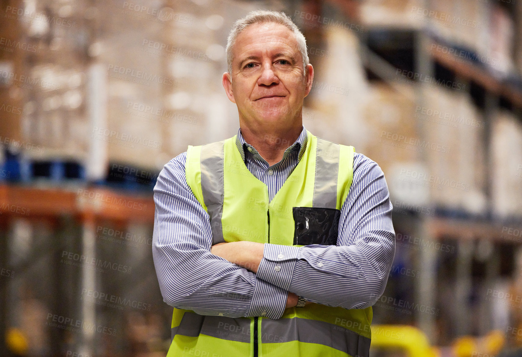 Buy stock photo Portrait of a mature man working in a warehouse