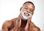 Forming a foamy cushion on the face before shaving