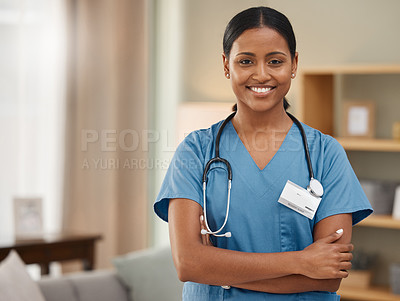 Buy stock photo Portrait of a confident young doctor