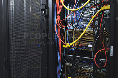 Buy stock photo Shot of an empty server room