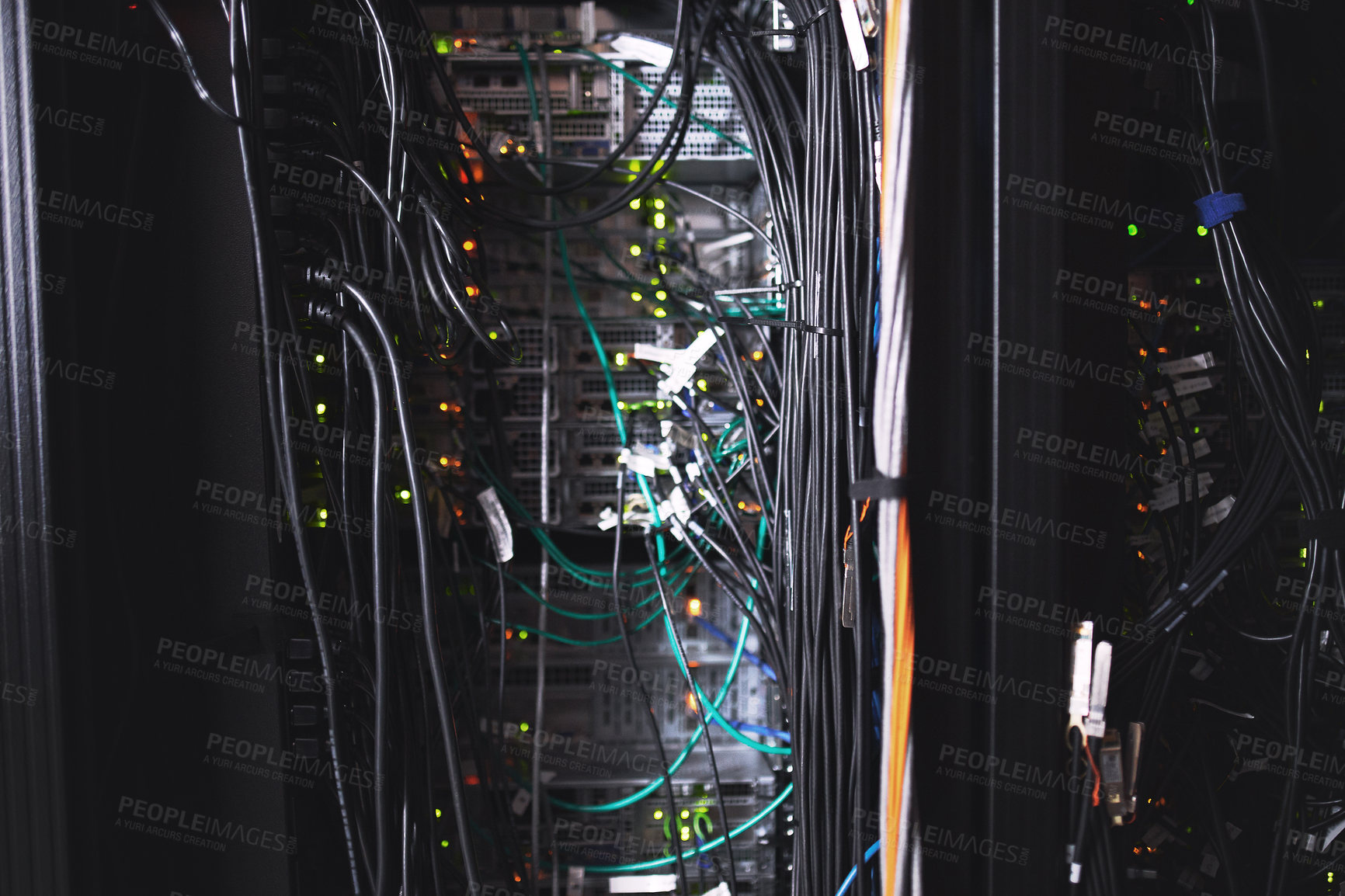 Buy stock photo Shot of an empty server room