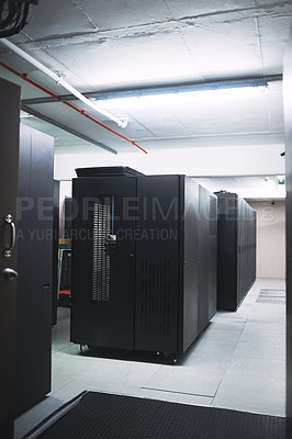 Buy stock photo Shot of an empty server room