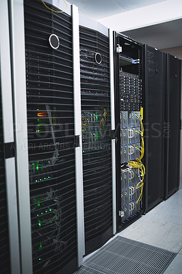 Buy stock photo Shot of an empty server room