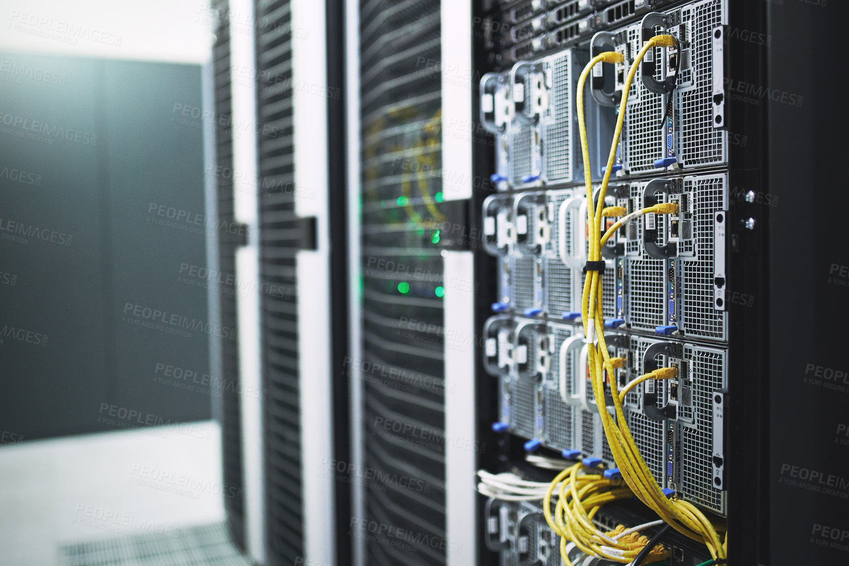 Buy stock photo Shot of an empty server room