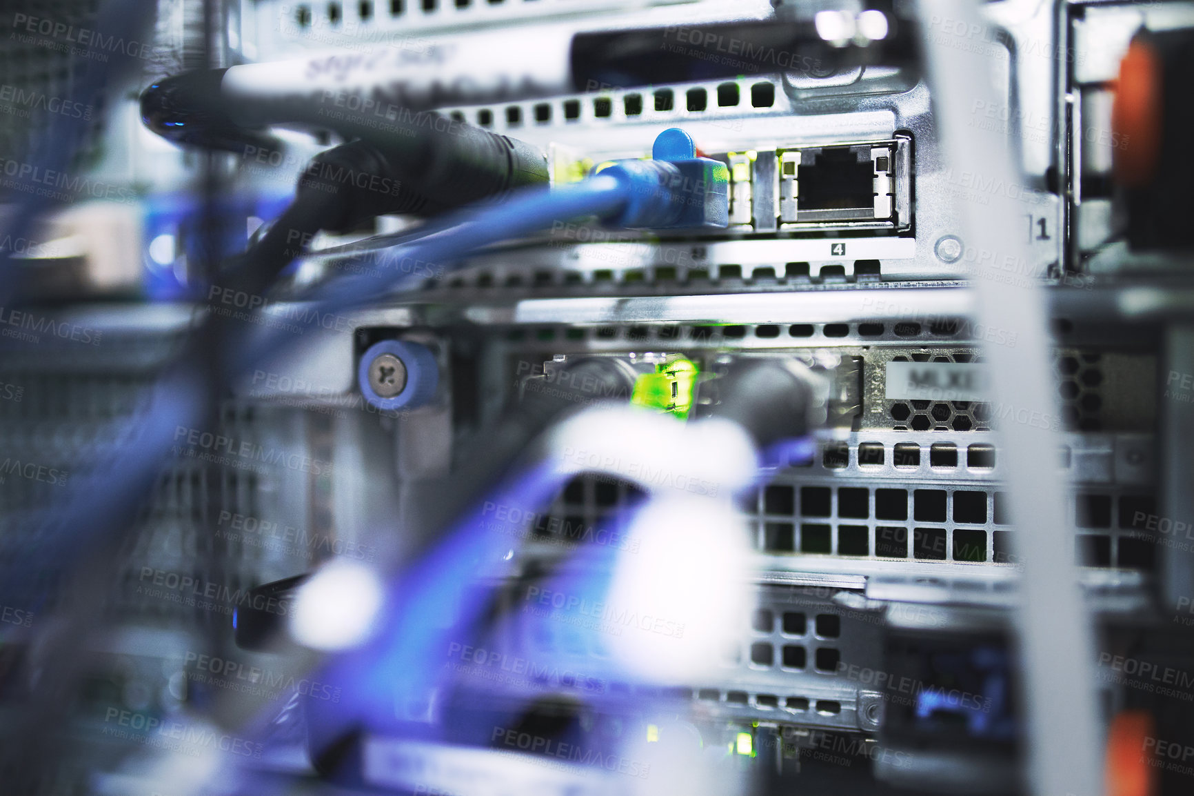 Buy stock photo Shot of an empty server room