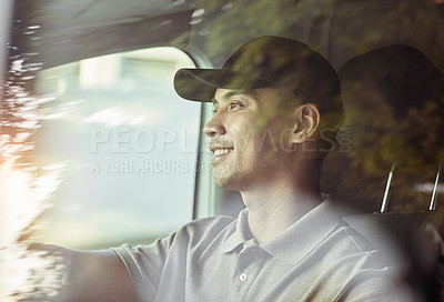 Buy stock photo Shot of a delivery man dropping off orders