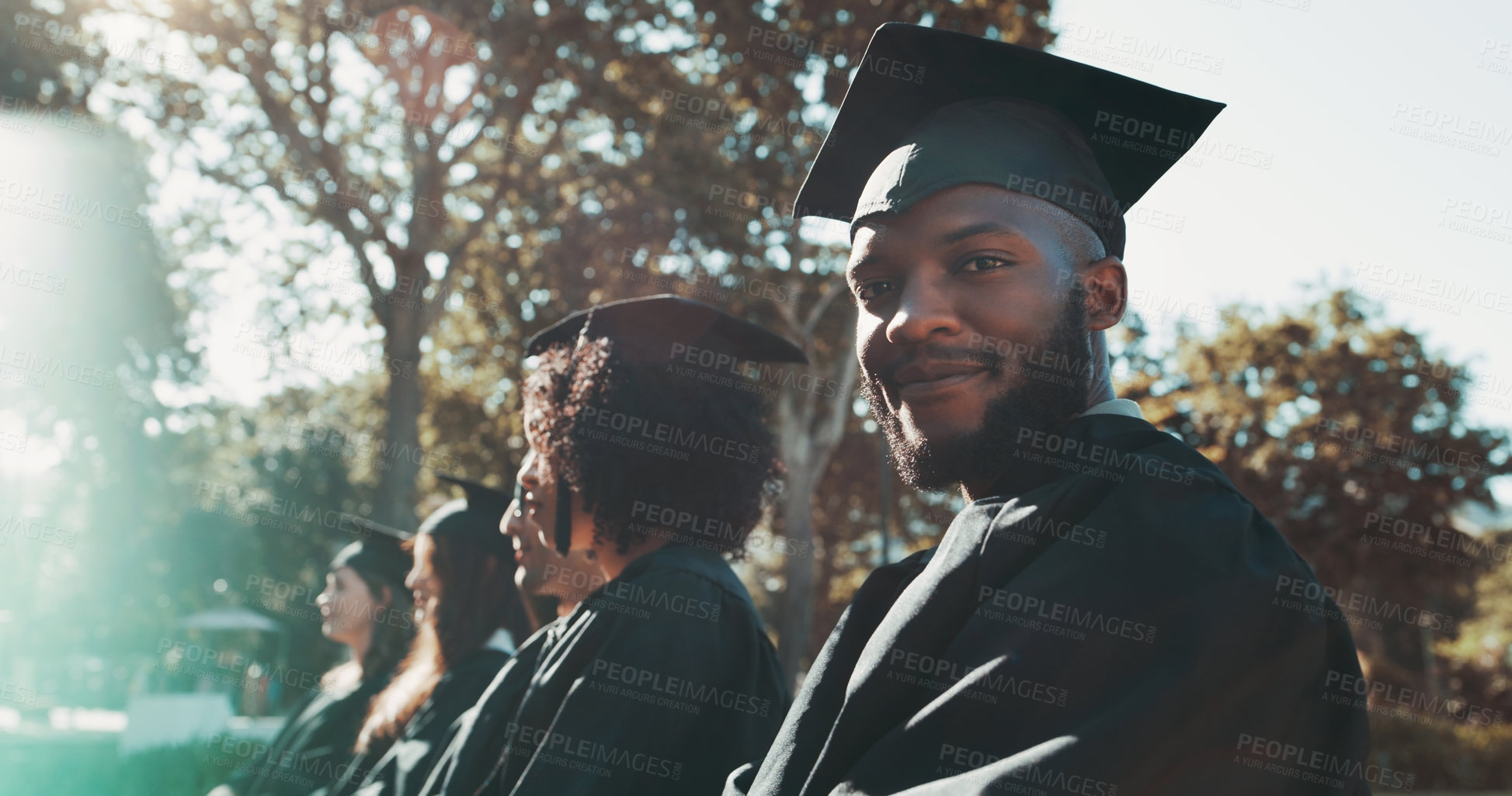 Buy stock photo Shot of a student on graduation day