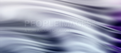 Buy stock photo CGI abstract ripple effect of liquid with purple reflection of wavy pattern and texture. Hypnotizing wallpaper background of fluid color spectrum. Psychedelic and cosmic art or esoteric surface