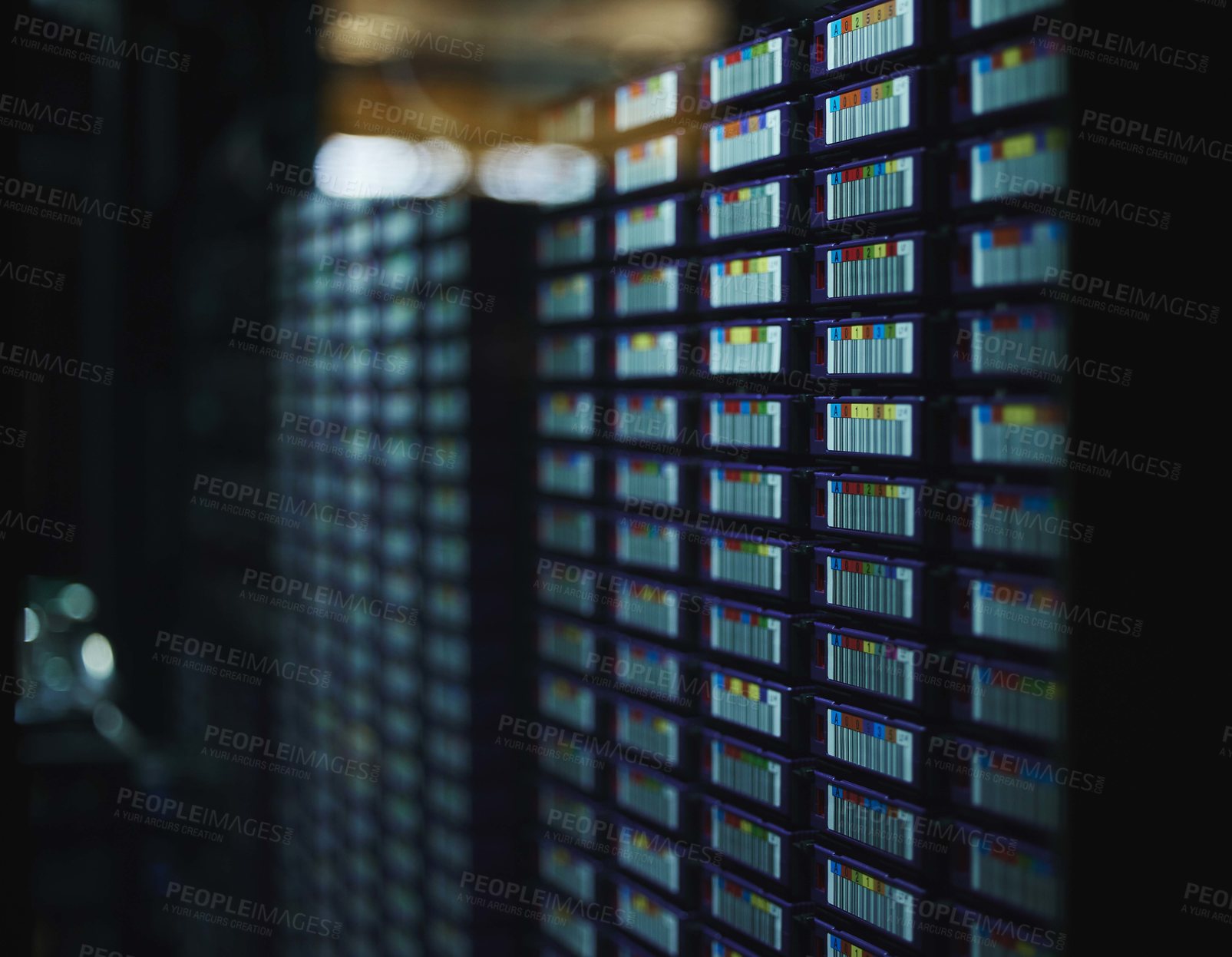 Buy stock photo Shot of electronic equipment in a server room