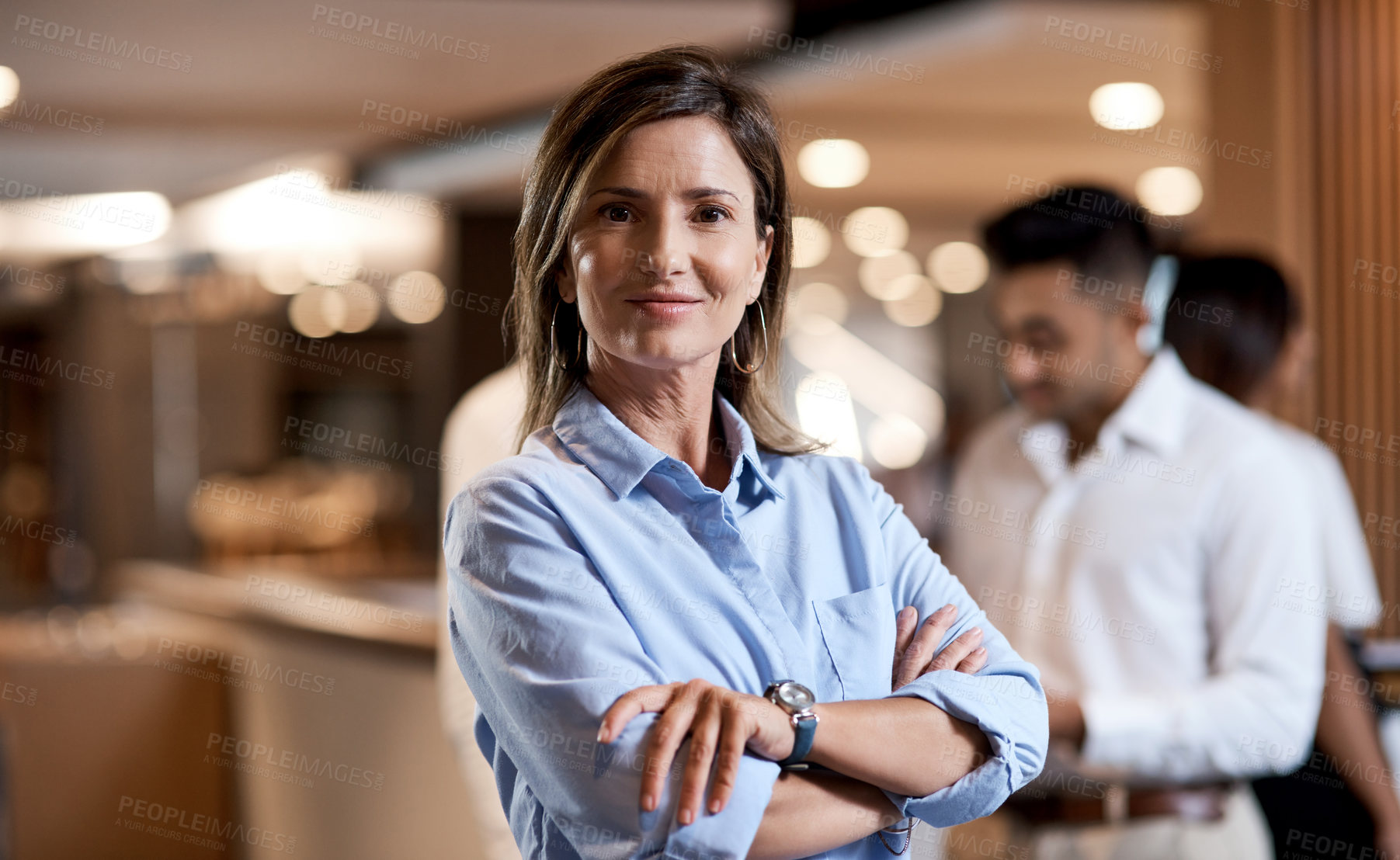 Buy stock photo Portrait of a confident mature businesswoman attending a conference