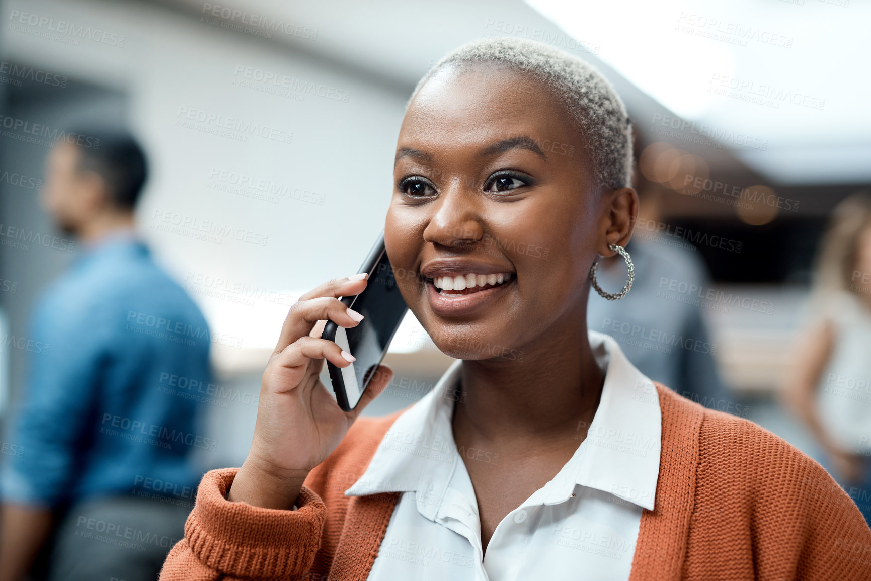 Buy stock photo Shot of a young businesswoman using a smartphone during a conference