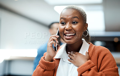 Buy stock photo Shot of a young businesswoman using a smartphone and looking shocked during a conference
