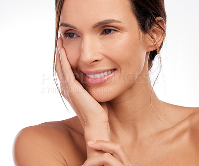 Buy stock photo Shot of an attractive young woman posing alone in the studio