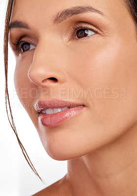 Buy stock photo Shot of an attractive young woman posing alone in the studio