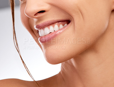 Buy stock photo Cropped shot of an unrecognizable woman posing alone in the studio