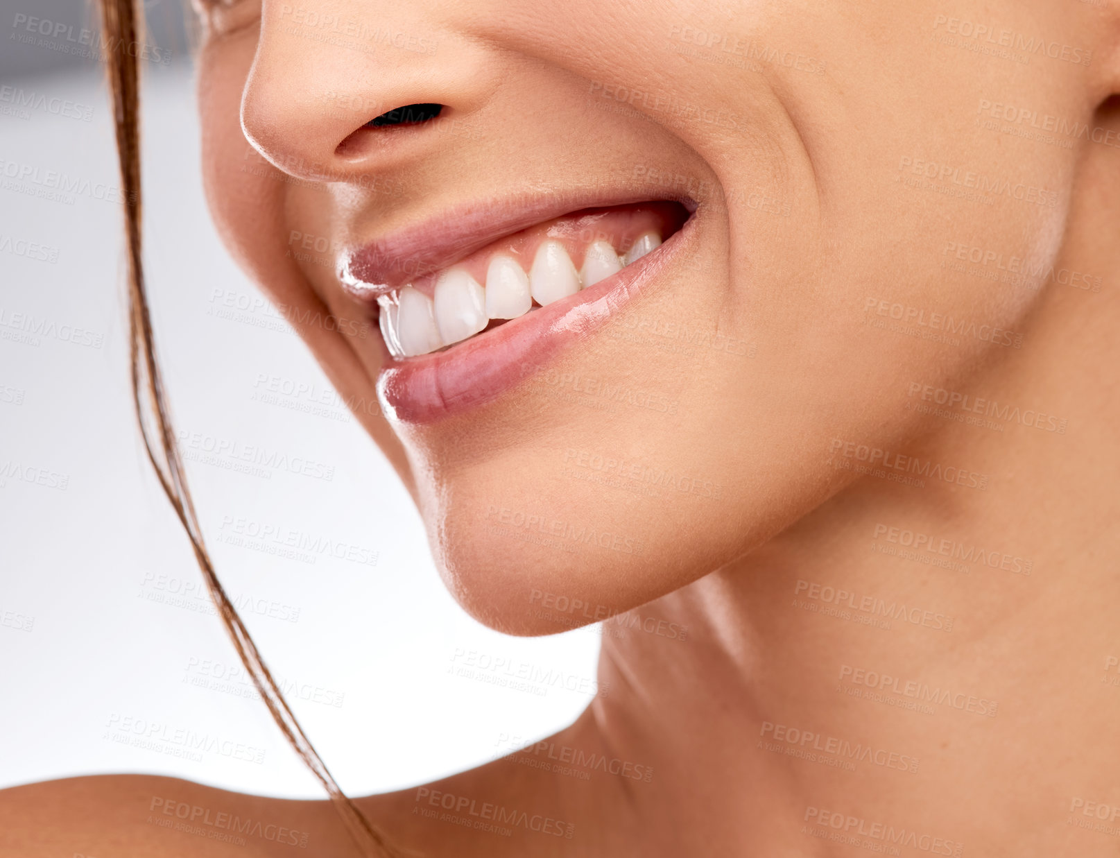 Buy stock photo Cropped shot of an unrecognizable woman posing alone in the studio